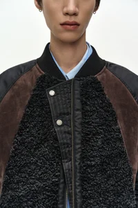 FUR NYLON RAGLAN BOMBER JACKET thumb 7