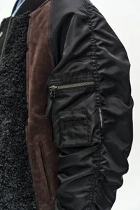 FUR NYLON RAGLAN BOMBER JACKET thumb 8