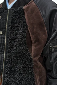 FUR NYLON RAGLAN BOMBER JACKET thumb 9