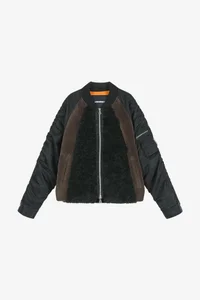 FUR NYLON RAGLAN BOMBER JACKET thumb 11