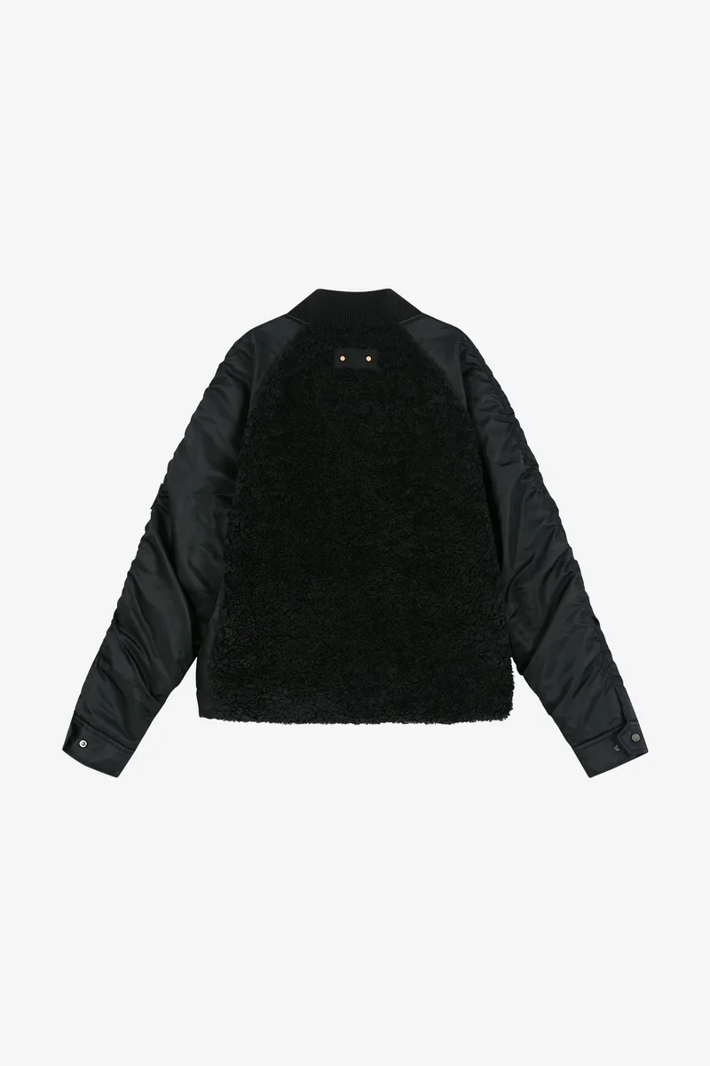 FUR NYLON RAGLAN BOMBER JACKET 12