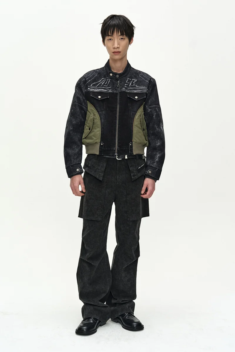 NYLON PATCH RACING DENIM COMBO JACKET 4