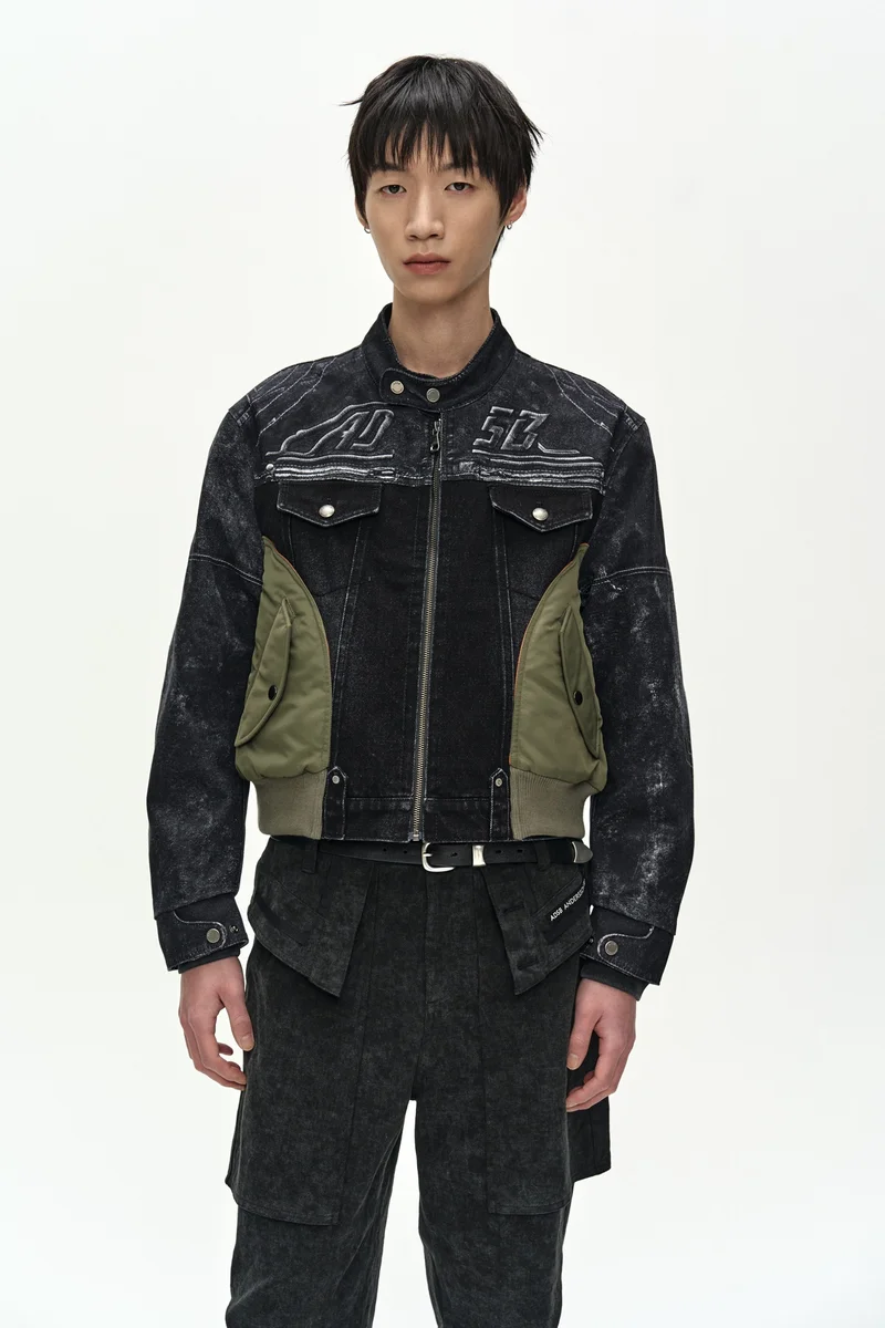 NYLON PATCH RACING DENIM COMBO JACKET 6