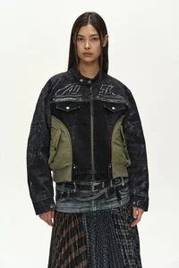 NYLON PATCH RACING DENIM COMBO JACKET thumb 7