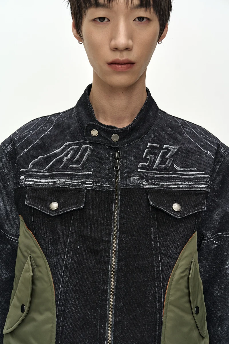 NYLON PATCH RACING DENIM COMBO JACKET 8