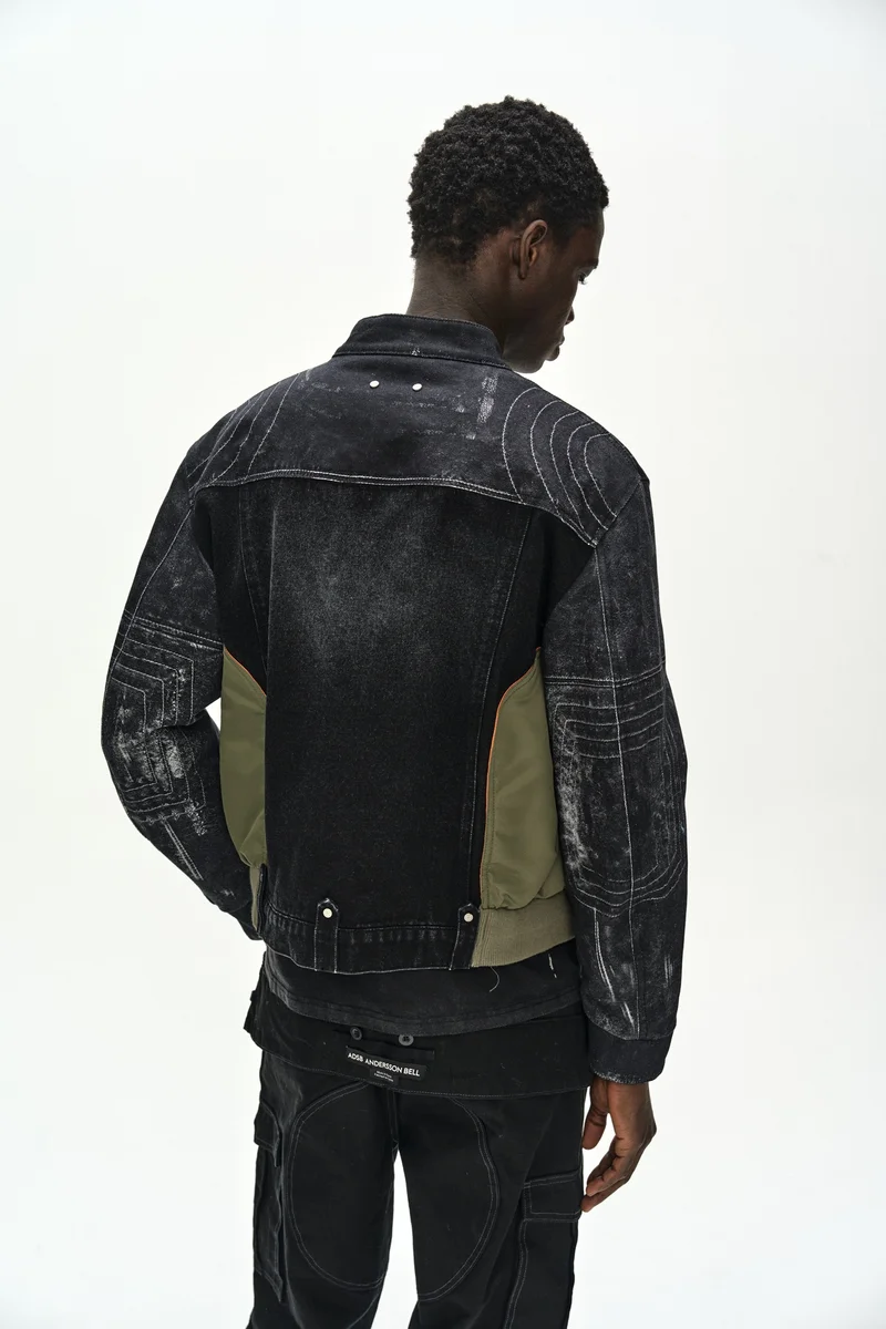 NYLON PATCH RACING DENIM COMBO JACKET 11