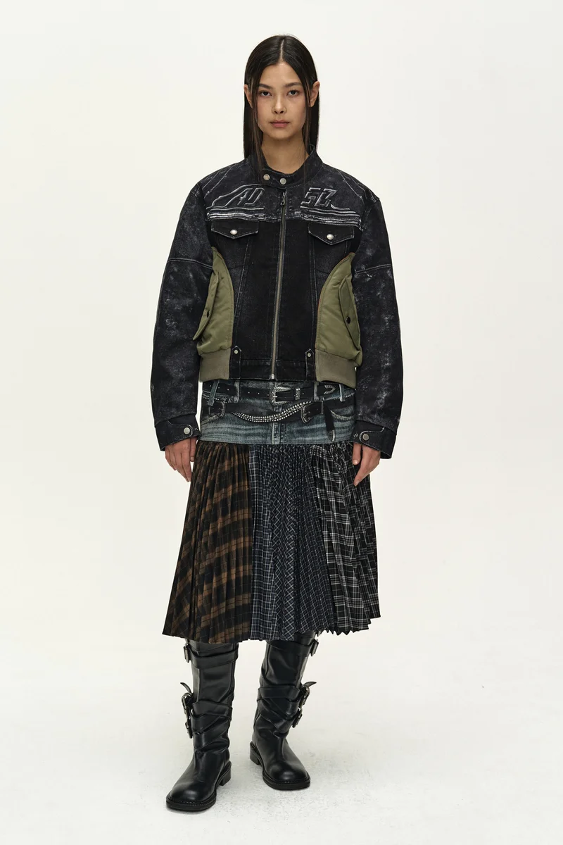 NYLON PATCH RACING DENIM COMBO JACKET 13