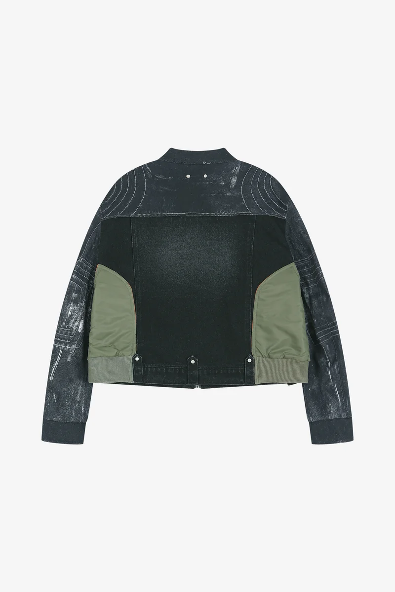 NYLON PATCH RACING DENIM COMBO JACKET 15