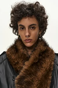 FUR SHAWL COLLAR PUFFER JACKET thumb 1