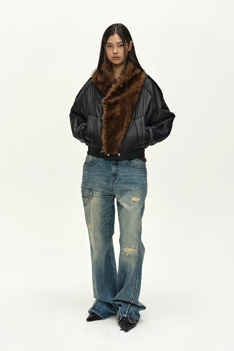 FUR SHAWL COLLAR PUFFER JACKET 5