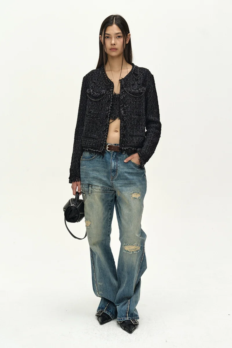 RAW CHAIN-EDGE TWEED JACKET 2