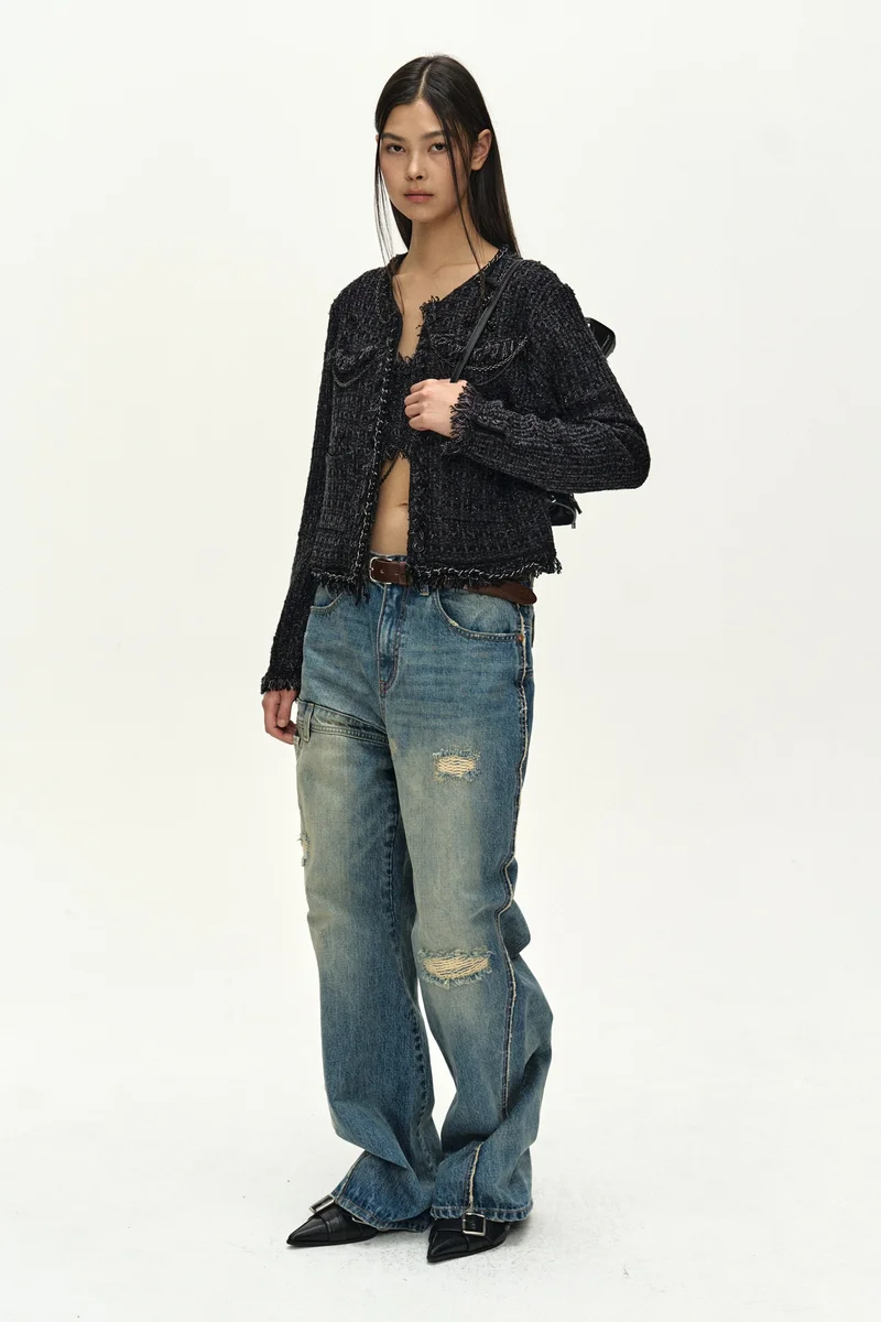RAW CHAIN-EDGE TWEED JACKET 4