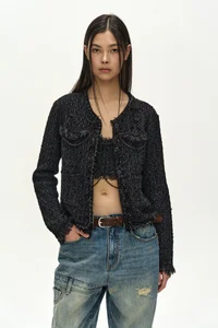 RAW CHAIN-EDGE TWEED JACKET thumb 7