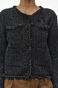 RAW CHAIN-EDGE TWEED JACKET thumb 8