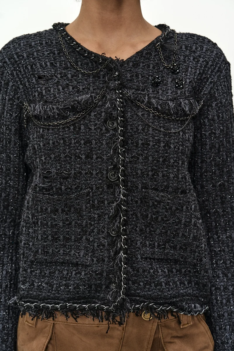 RAW CHAIN-EDGE TWEED JACKET 8