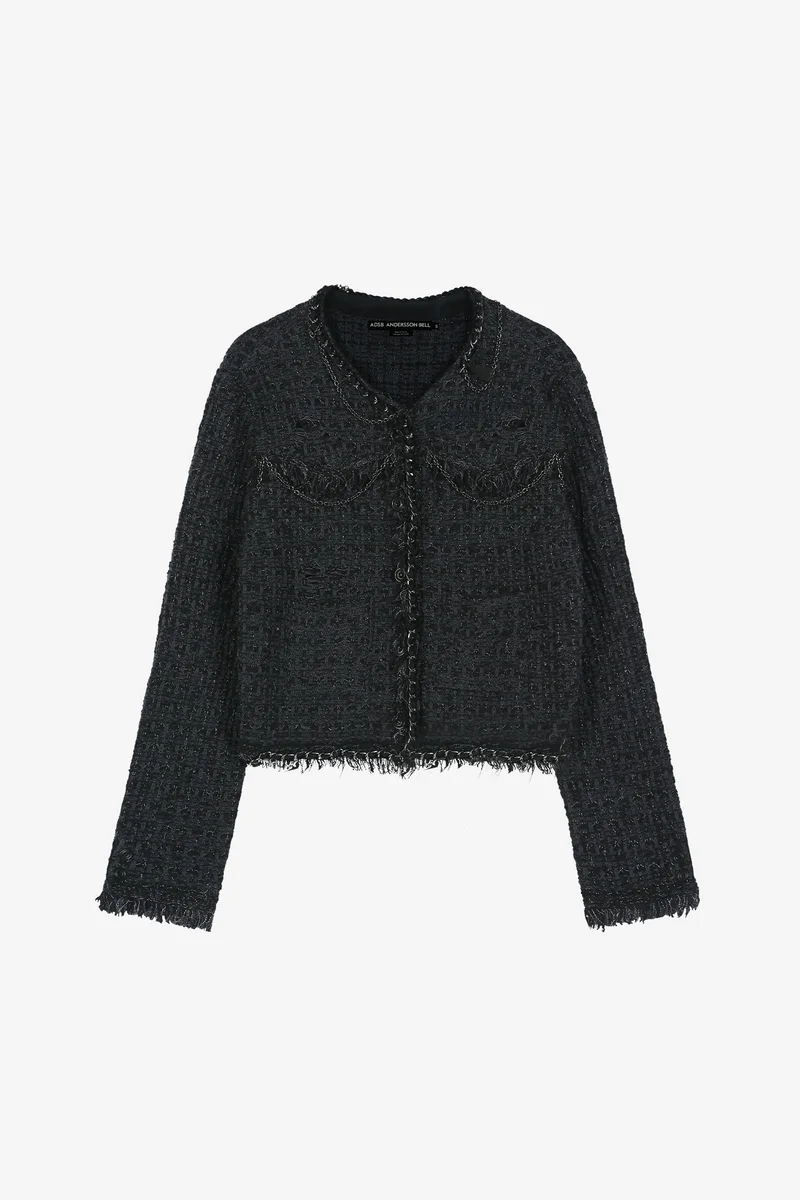 RAW CHAIN-EDGE TWEED JACKET 11