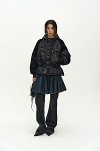 UTILITY HOODED PUFFER PEPLUM JACKET thumb 1