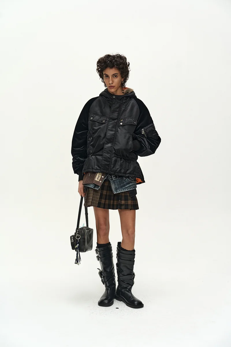 UTILITY HOODED PUFFER PEPLUM JACKET 2