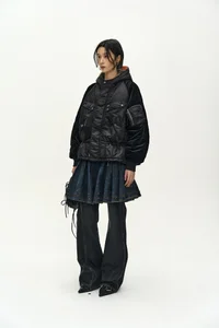 UTILITY HOODED PUFFER PEPLUM JACKET thumb 3