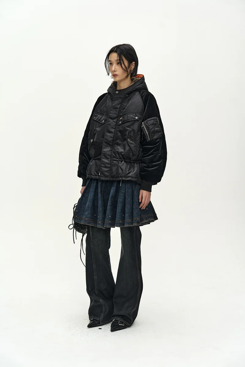UTILITY HOODED PUFFER PEPLUM JACKET 3
