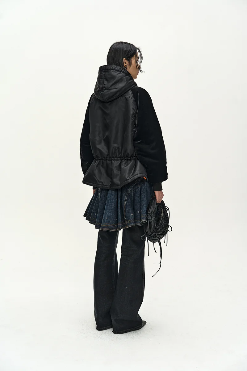 UTILITY HOODED PUFFER PEPLUM JACKET 4