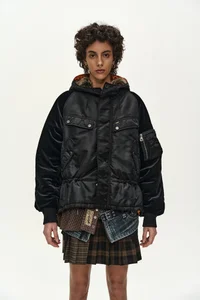 UTILITY HOODED PUFFER PEPLUM JACKET thumb 5