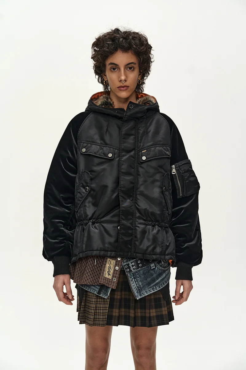 UTILITY HOODED PUFFER PEPLUM JACKET 5