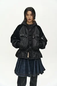 UTILITY HOODED PUFFER PEPLUM JACKET thumb 6