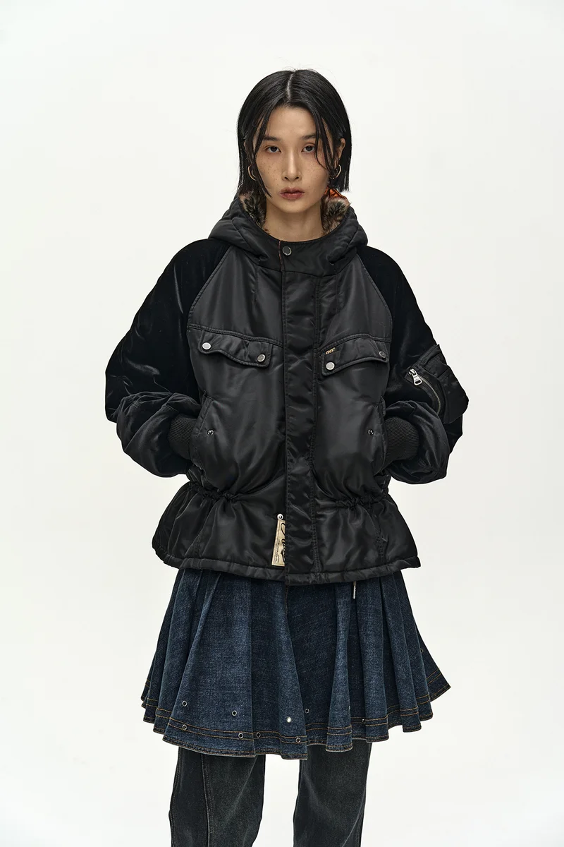 UTILITY HOODED PUFFER PEPLUM JACKET 6