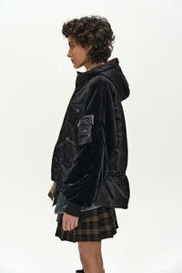 UTILITY HOODED PUFFER PEPLUM JACKET thumb 7