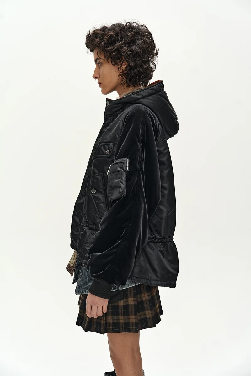 UTILITY HOODED PUFFER PEPLUM JACKET 7