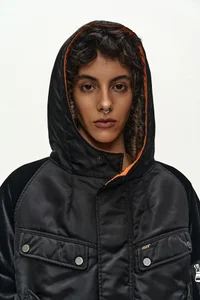 UTILITY HOODED PUFFER PEPLUM JACKET thumb 8