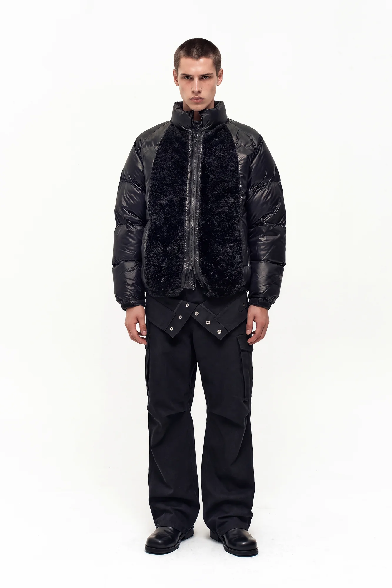 ANDERSSON BELL TRIPLE PATCH PUFFER DOWN JACKET BLACK