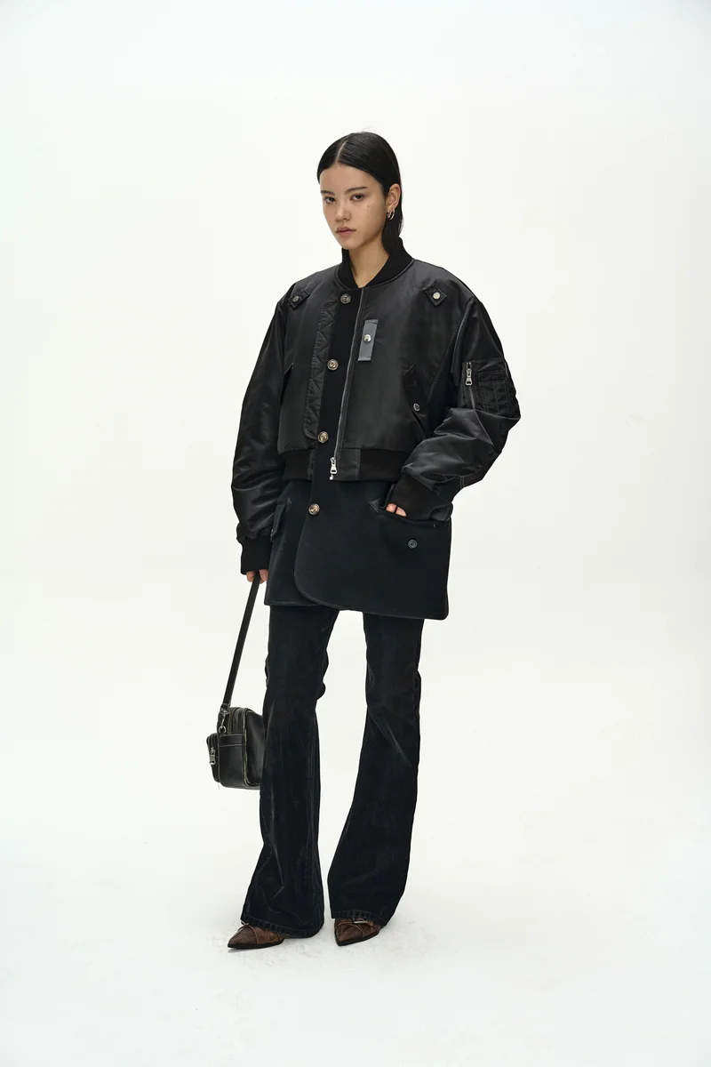 UNISEX DECONSTRUCTED LAYERED BOMBER COAT 2