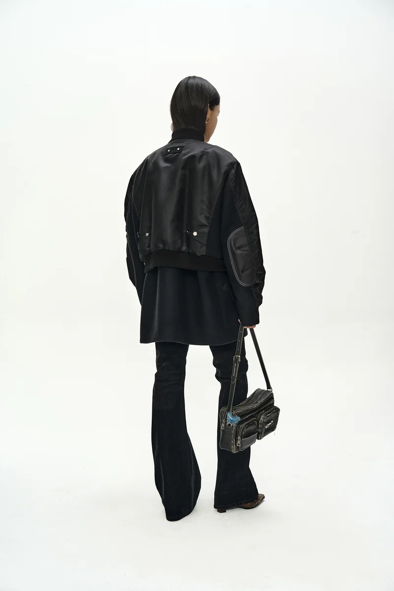 UNISEX DECONSTRUCTED LAYERED BOMBER COAT 5