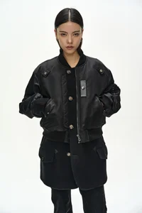 UNISEX DECONSTRUCTED LAYERED BOMBER COAT thumb 6
