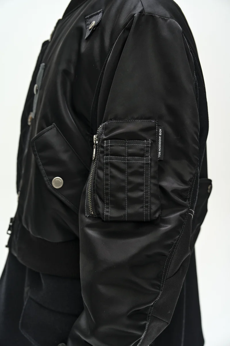 UNISEX DECONSTRUCTED LAYERED BOMBER COAT 10