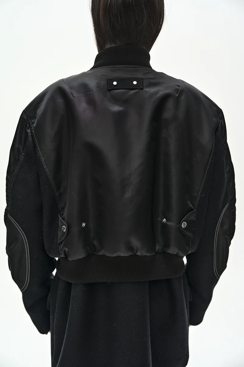 UNISEX DECONSTRUCTED LAYERED BOMBER COAT 12