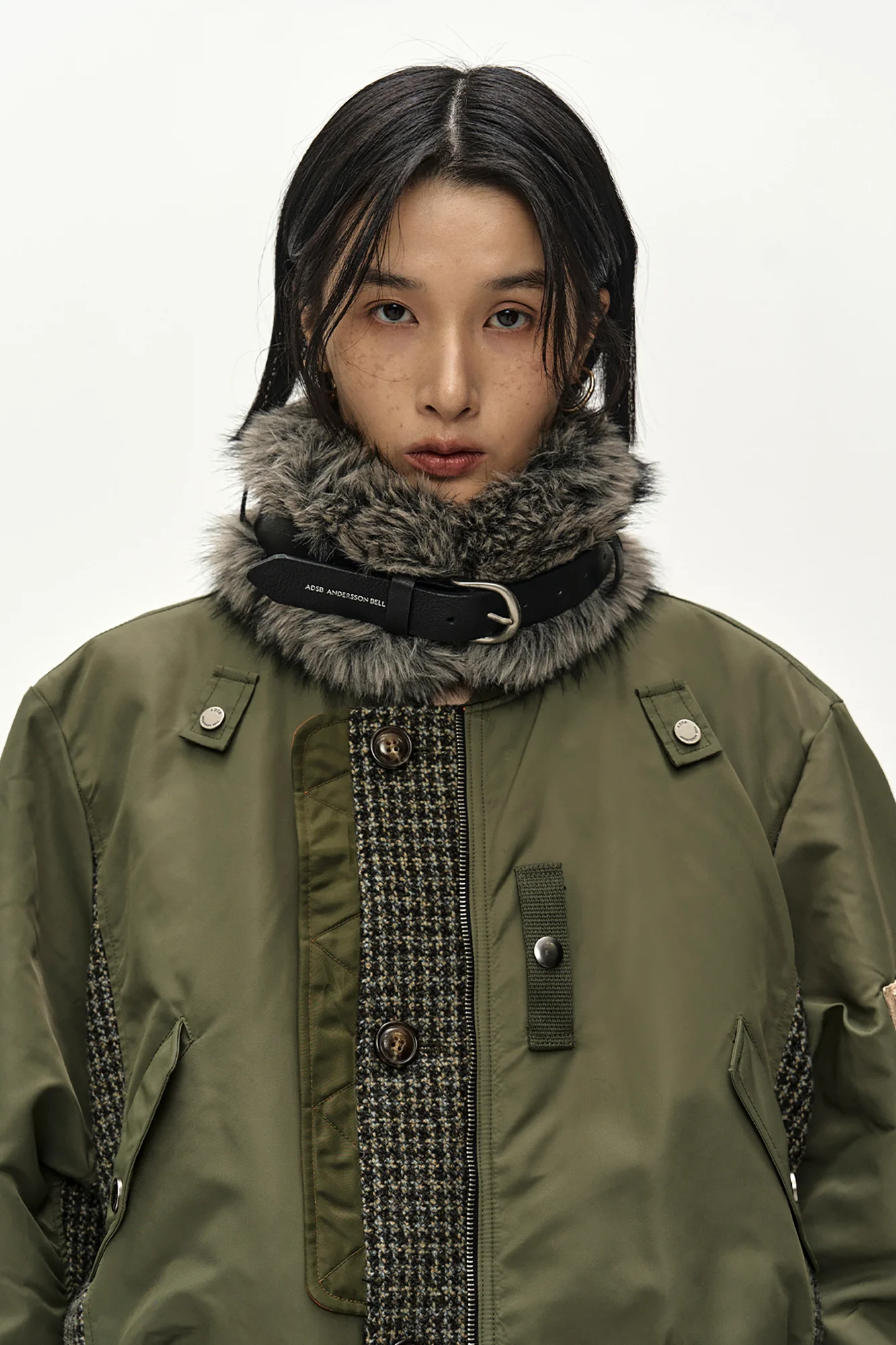 ANDERSSON BELL UNISEX DECONSTRUCTED LAYERED BOMBER COAT SAGE