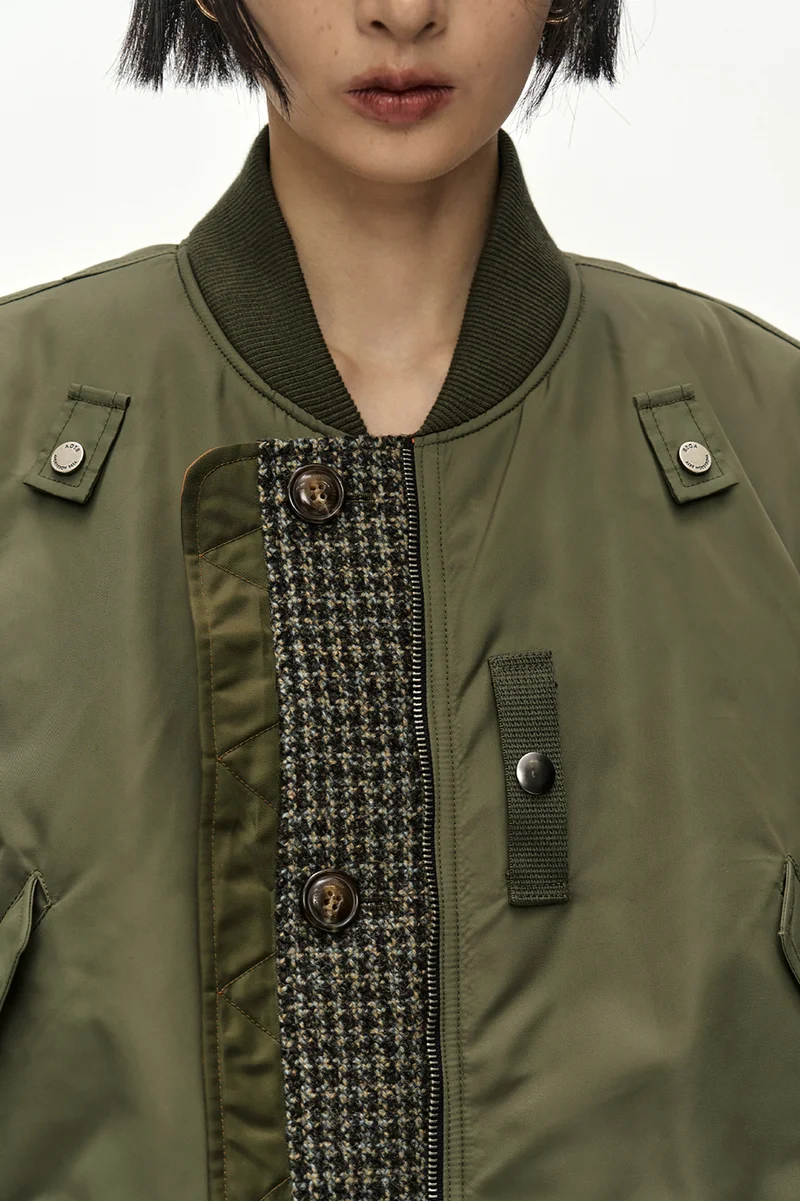 UNISEX DECONSTRUCTED LAYERED BOMBER COAT 2