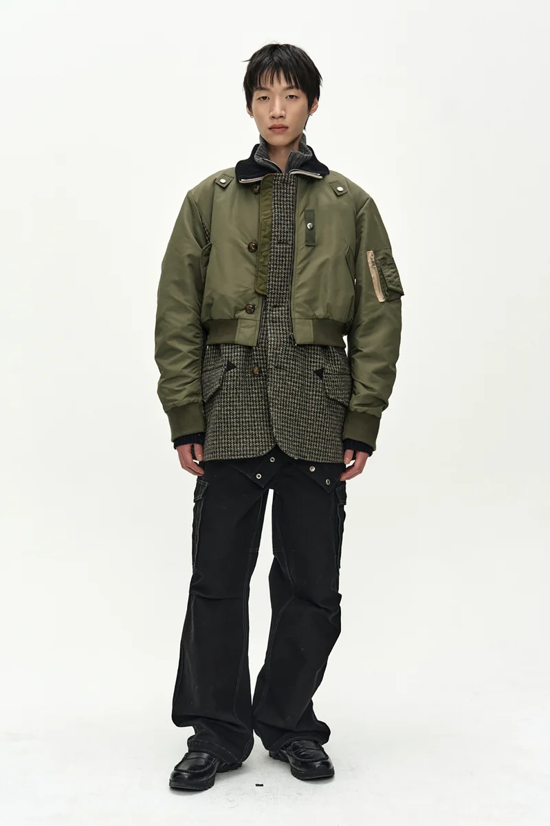 UNISEX DECONSTRUCTED LAYERED BOMBER COAT 7