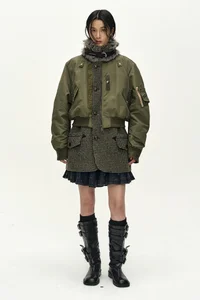 UNISEX DECONSTRUCTED LAYERED BOMBER COAT thumb 8