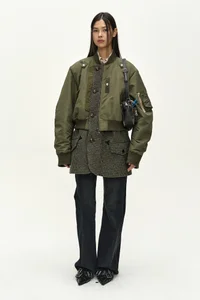 UNISEX DECONSTRUCTED LAYERED BOMBER COAT thumb 9