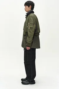 UNISEX DECONSTRUCTED LAYERED BOMBER COAT thumb 10