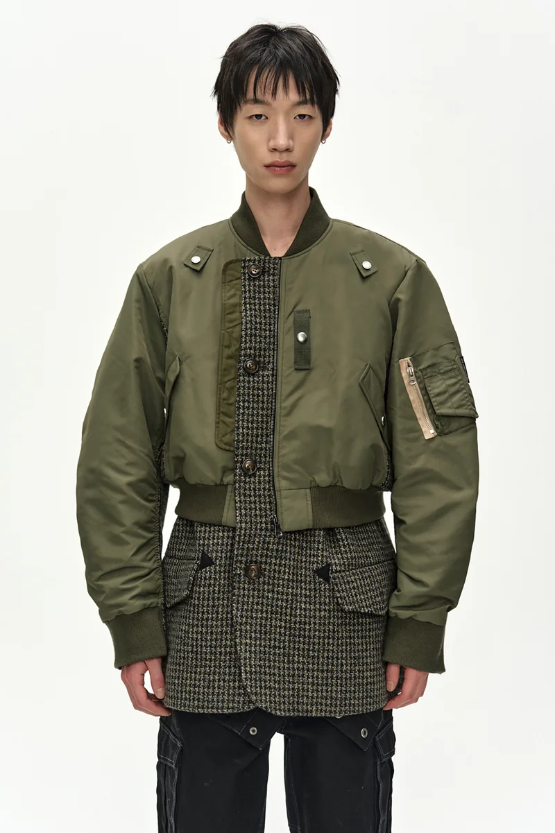 UNISEX DECONSTRUCTED LAYERED BOMBER COAT 13