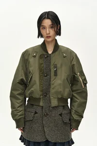 UNISEX DECONSTRUCTED LAYERED BOMBER COAT thumb 14