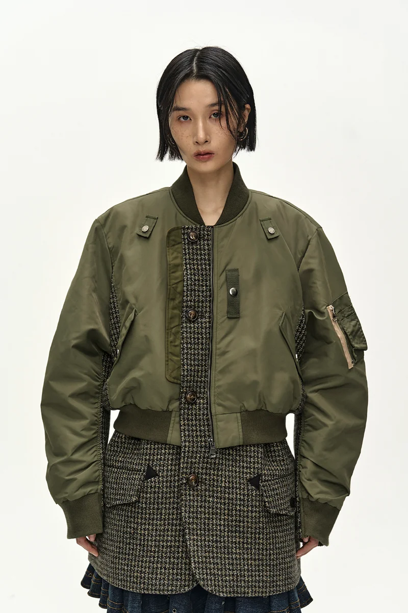 UNISEX DECONSTRUCTED LAYERED BOMBER COAT 14