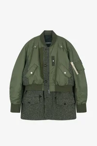 UNISEX DECONSTRUCTED LAYERED BOMBER COAT thumb 16
