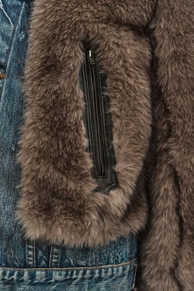 FUR ON DENIM JACKET 2