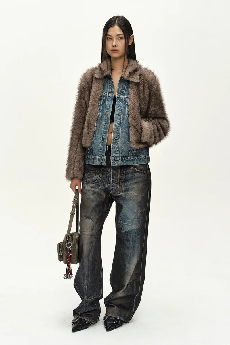FUR ON DENIM JACKET 6